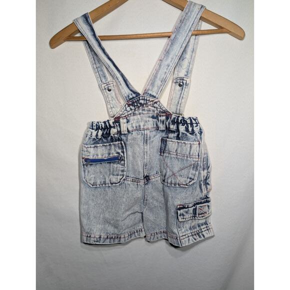 Certified Kid Acid Wash Vintage Shortalls Overalls Dungarees Sz 6 90s Y2K Unisex - Picture 5 of 6